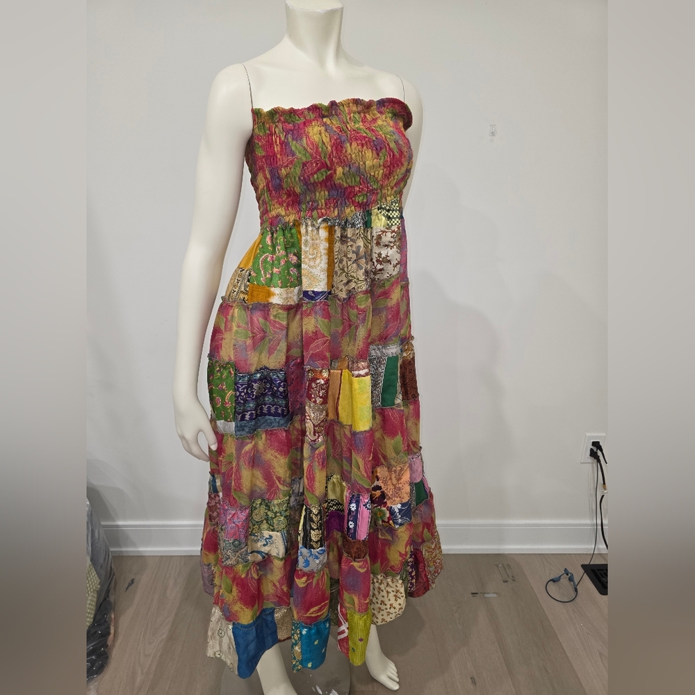 Patchwork 100% silk dress / skirt
